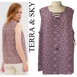 Lace Up Tie Tank Top Summer Floral Boho Festival Sleeveless Blouse